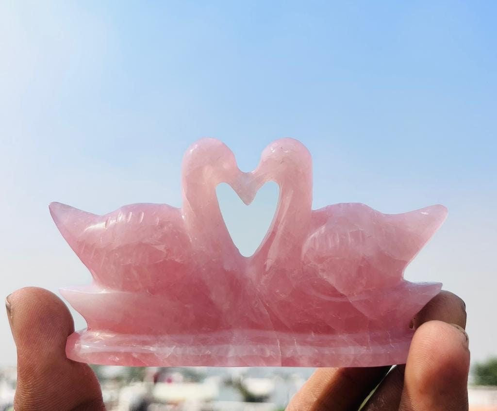 ROSE QUARTZ COUPLE DUCKS