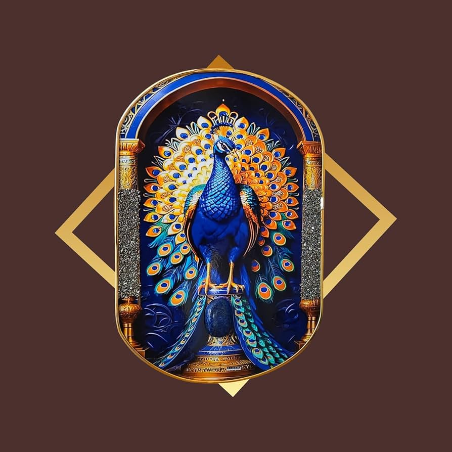 PYRITE EVIL EYE PEACOCK FRAME