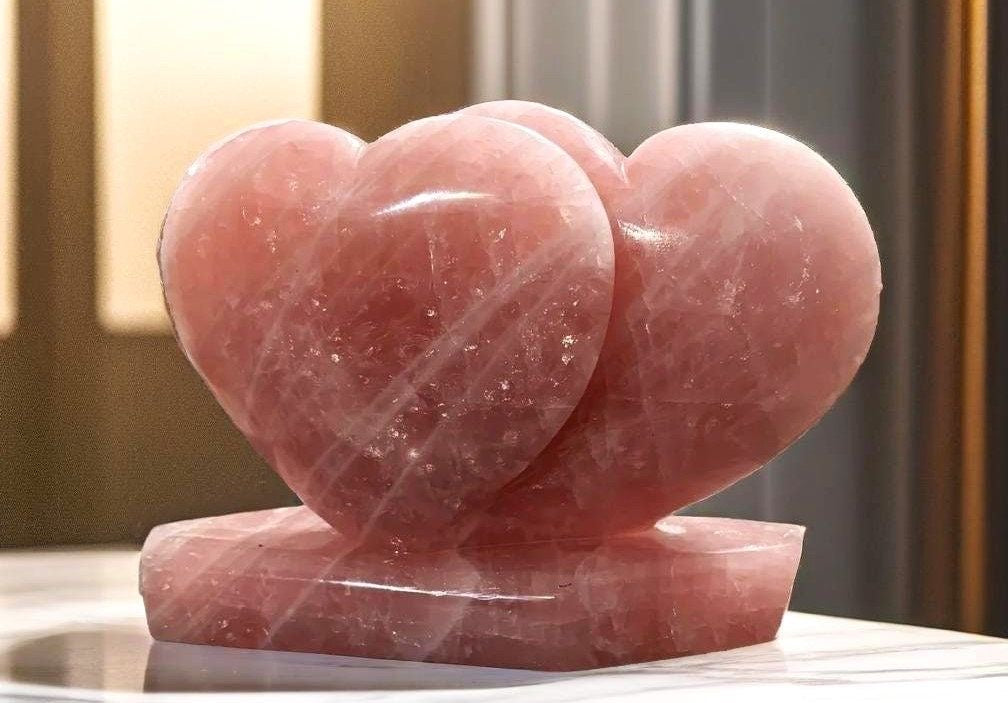 ROSE QUARTZ DOUBLE HEART