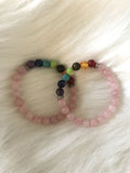 ROSE QUARTZ AND SEVEN CHAKRA BRACELET