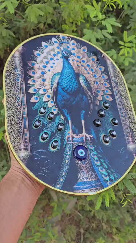PYRITE EVIL EYE PEACOCK FRAME